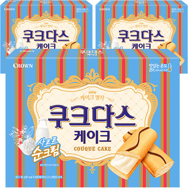 쿠크다스 케이크, 154g, 3개