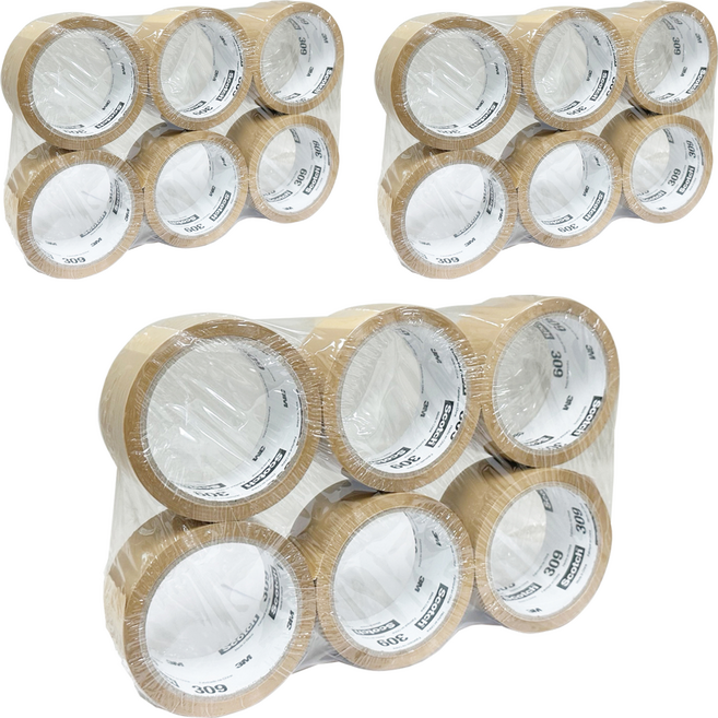 스카치 3M 309 박스 실링 테이프 황색 48mm x 40m, 18개