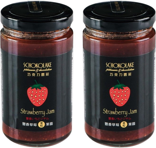 SCHOKOLAKE 巧克力雲莊 豐香草莓果粒果醬, 250g, 2罐