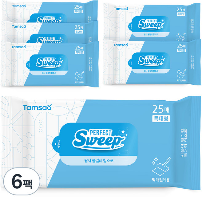 탐사 물걸레 청소포 특대형 25매 리필, 50g, 6개