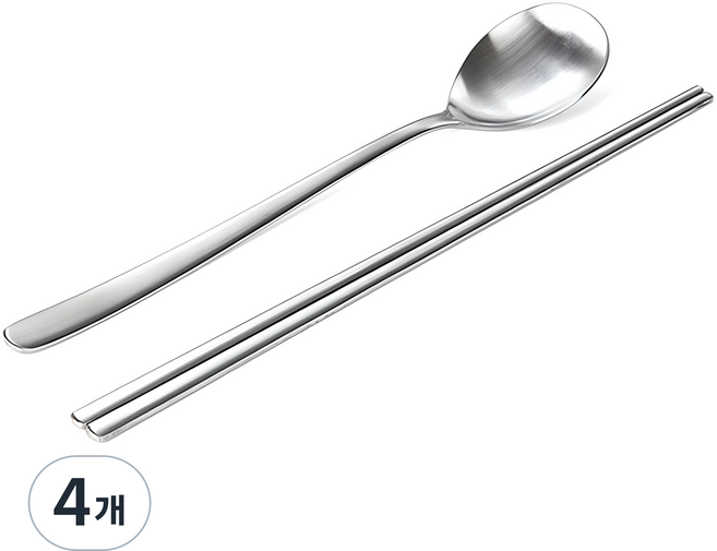 올비아 민자 수저 세트, 실버, 숟가락 + 젓가락, 4개