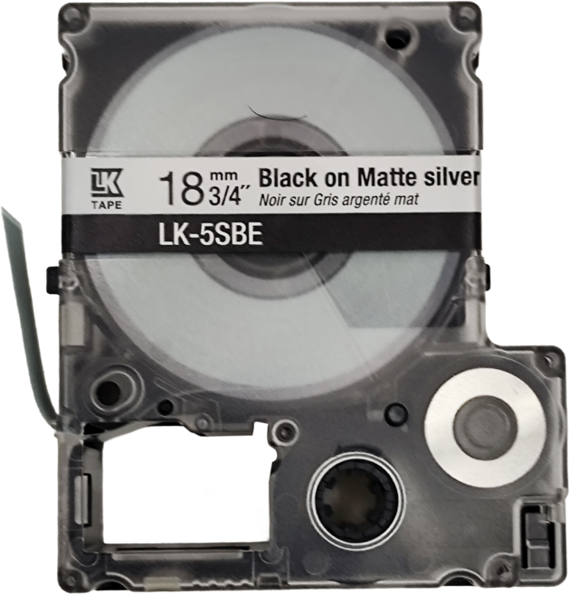 EPSON 台灣公司貨 標籤帶 C53S655415 LK-5SBE 18mm, 銀底黑字, 9m
