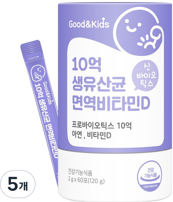 굿앤키즈 10억 생유산균 면역비타민D, 60정, 5개