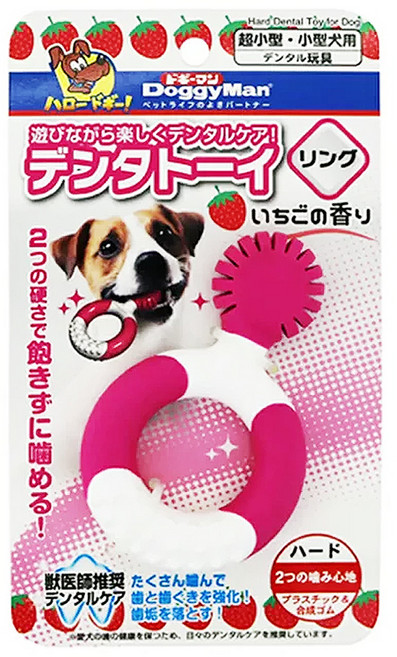 DoggyMan 多格漫 咬咬果香安全潔齒圓環, 1個, Red, White