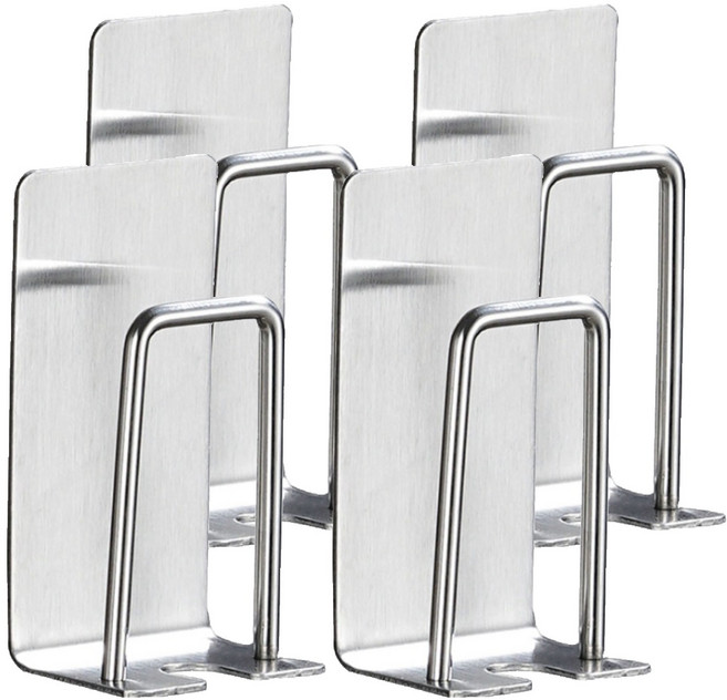 리빙홈디테일 3M 강력 접착식 스테인레스 칫솔걸이 HXC-010, 실버, 4개