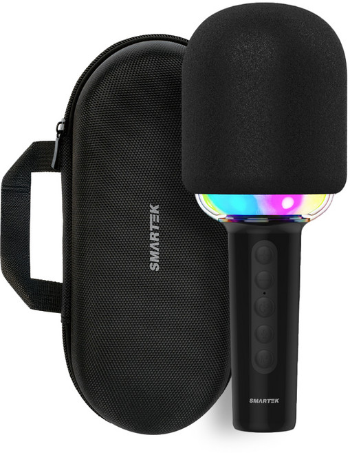 스마텍 무선 LED 노래방 마이크 + 휴대용 파우치 세트, STMC-4000, 블랙