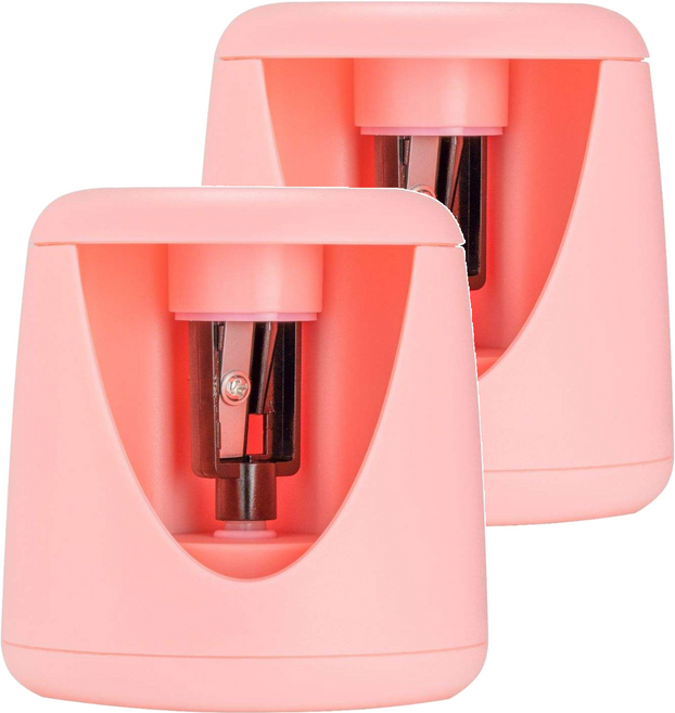 自動按壓式削鉛筆機 2個, 粉色, 1組