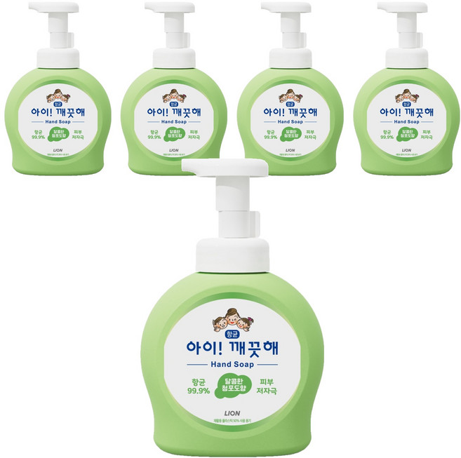아이깨끗해 항균 폼 핸드솝 청포도향, 490ml, 5개