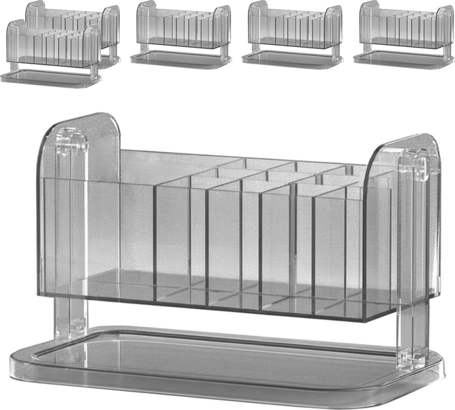 Mini 嚴選 透明可旋轉化妝品收納壓克力置物盒 CN0470-G, 6個, 灰色