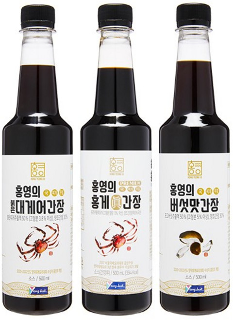 홍영의 간장 선물세트 붉은대게어 500ml + 홍게진 500ml + 버섯맛 500ml, 1세트