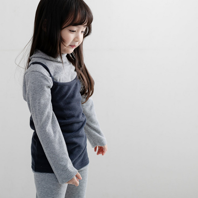 예루예나 맘스메이드 여아용 소프트 레이어드 기모 골지 탑