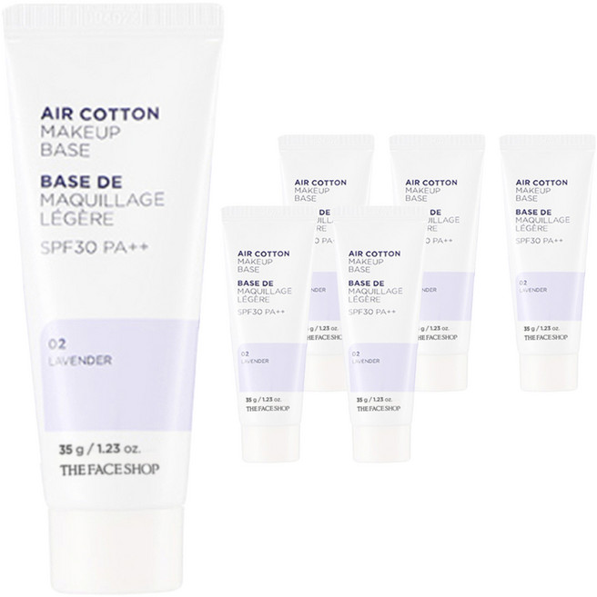 더페이스샵 에어코튼 메이크업 베이스 35g, 라벤더, 6개