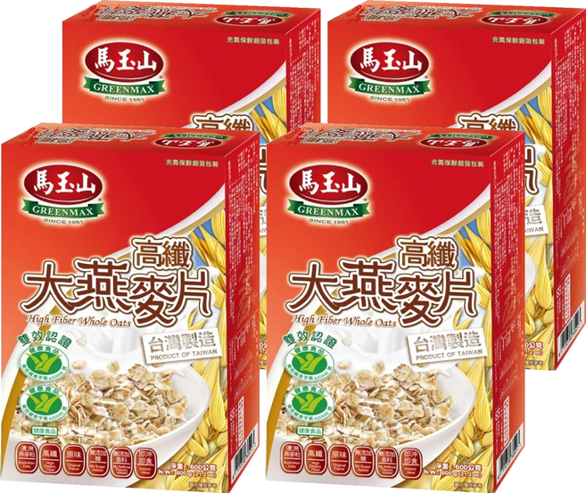 馬玉山 高纖大燕麥片, 600g, 4盒