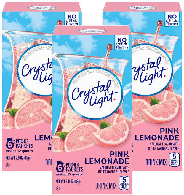 크리스탈라이트 핑크 레몬 에이드분말, 13.7g, 6개입, 3개