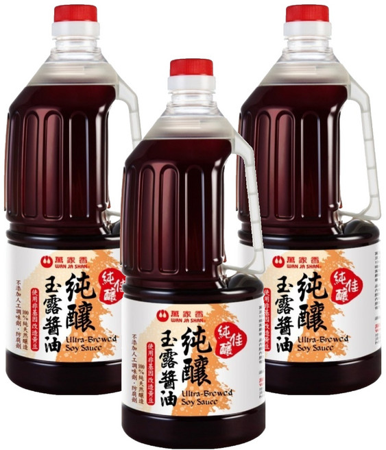 萬家香 純佳釀玉露醬油, 3個, 1.5L