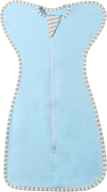 彈力棉質嬰兒蝴蝶型包巾 不開袖 0~9個月, 淺藍色