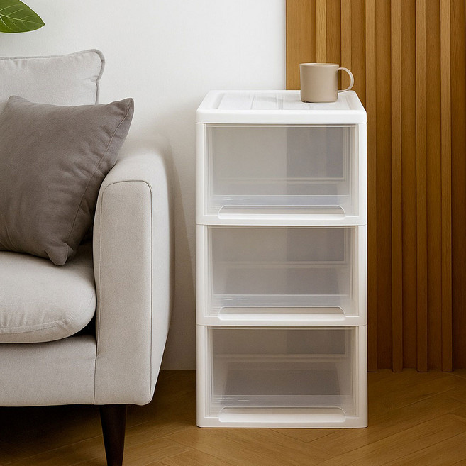 보노하우스 맥스 서랍장 3단, 투명, 1개