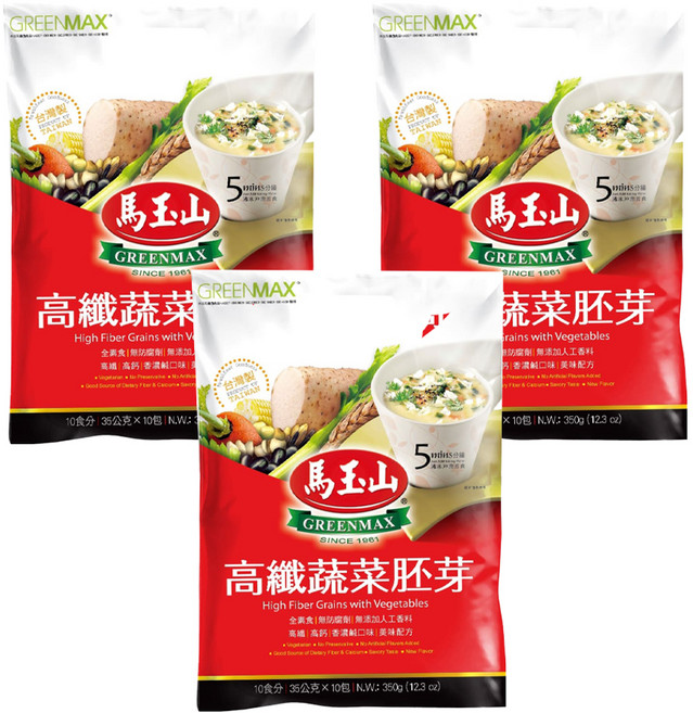 馬玉山 高纖蔬菜胚芽, 350g, 3袋