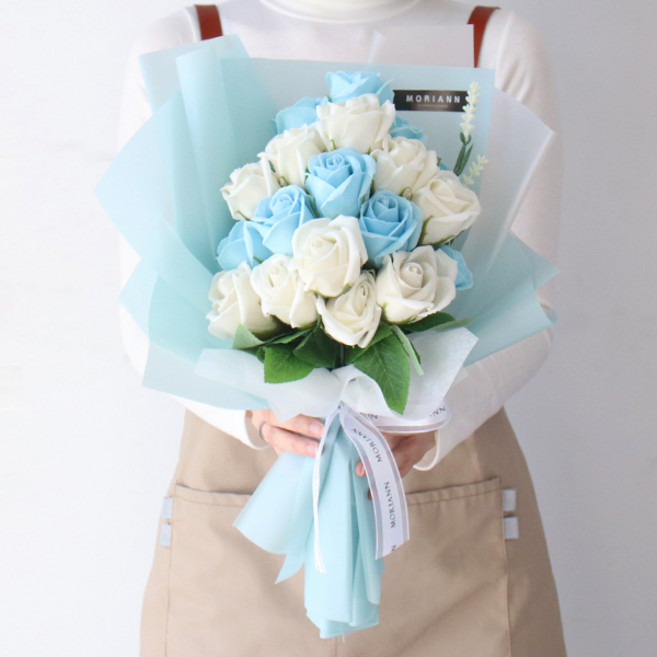 MORIANN 高雅浪漫玫瑰肥皂花束, 藍色, 1把