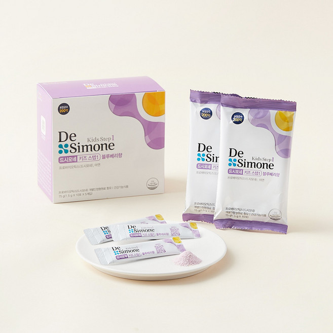 드시모네 키즈 스텝1 200억 생유산균 블루베리향 50p, 75g, 1개