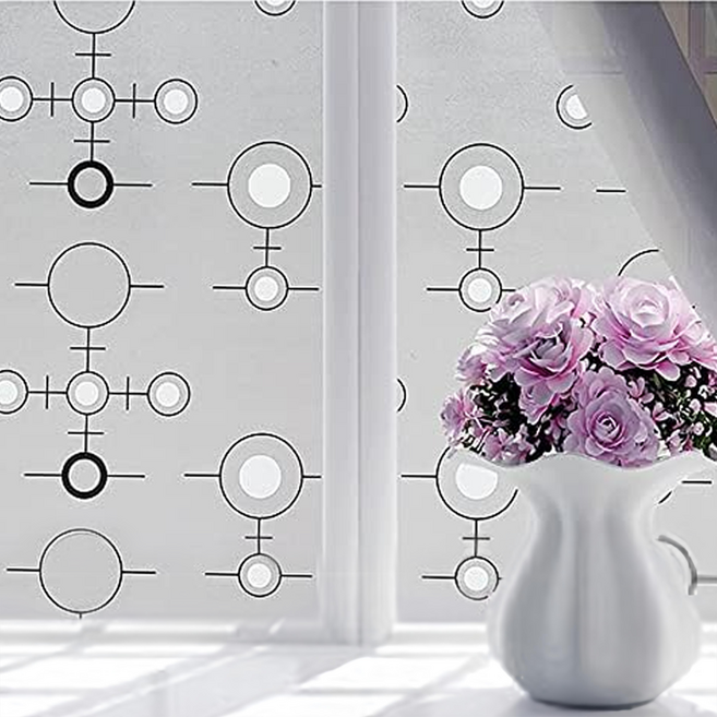 超大抗UV隔熱防窺自黏玻璃貼, 江南水鄉 半透明