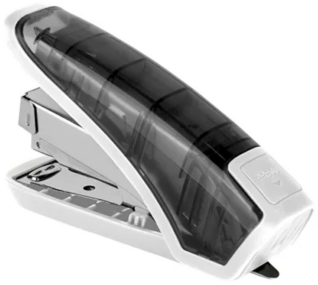 KW-triO 堡勝企業 空氣指感訂書機 省力60% 裝訂 大容量裝針置物槽 一次可裝訂15張 尾端附除針裝置, 白色, 1個