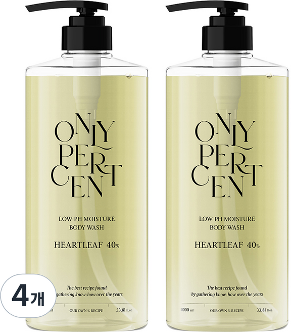 온리퍼센트 어성초 40 약산성 모이스처 바디워시, 4개, 1L