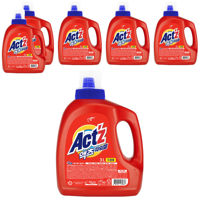액츠 파워젤 드럼용 액상세제 본품, 3L, 6개