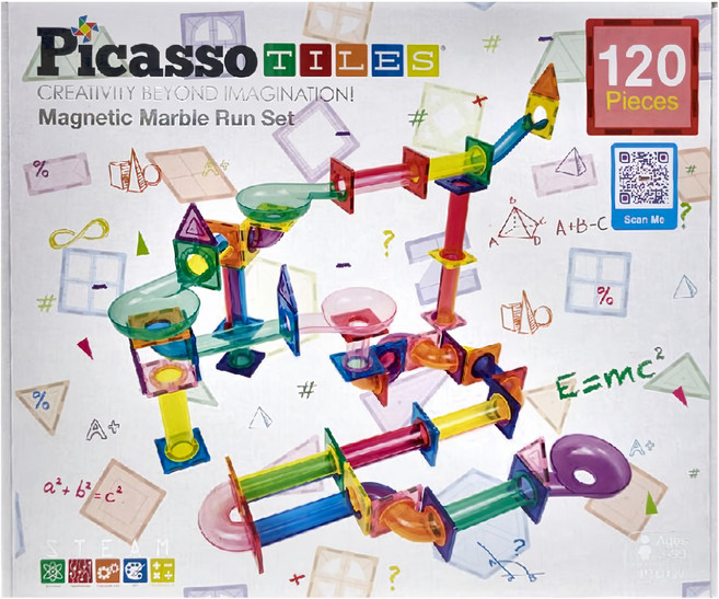 PicassoTILES 畢卡索 磁力片積木 Set 120p, 益智球球軌道 多色, 1盒