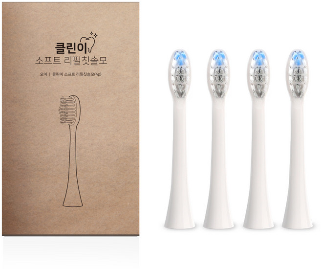 오아 클린이 소프트 시리즈 리필 칫솔모 화이트, VO-ET034, 4개