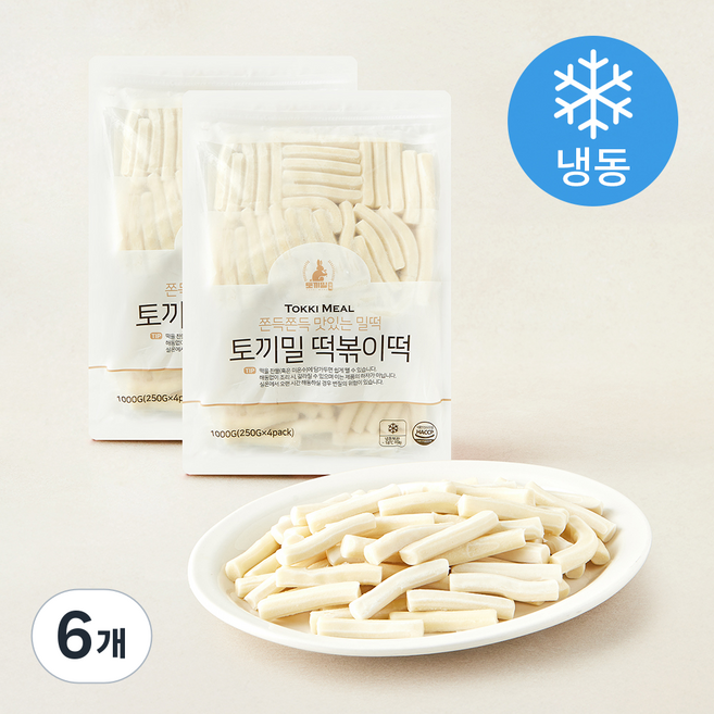 토끼밀 쫀득쫀득 맛있는 밀떡 떡볶이떡 4개입 (냉동), 1kg, 6개