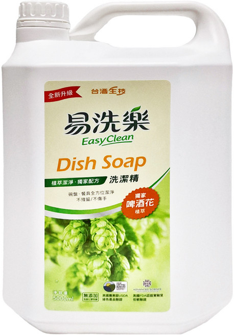 TTL BIO-TECH 台酒生技 易洗樂 洗潔精, 5L, 1桶