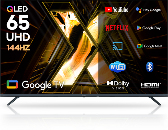 이노스 4K UHD QLED LED 구글 3.0 VRR 144Hz 스마트 TV 고객직접설치, 165.1cm, X65 QLED PRO, 스탠드형