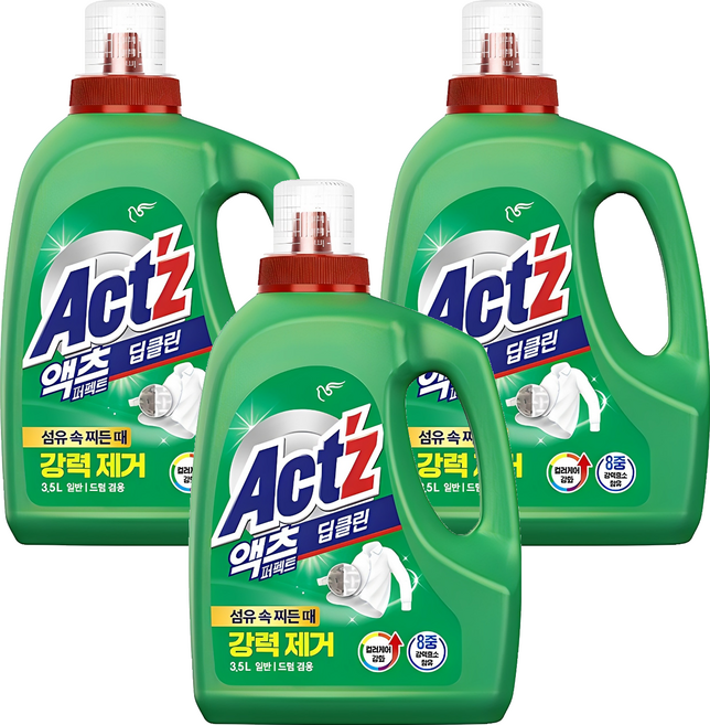 액츠 퍼펙트 딥클린 액상세제 본품, 3.5L, 3개