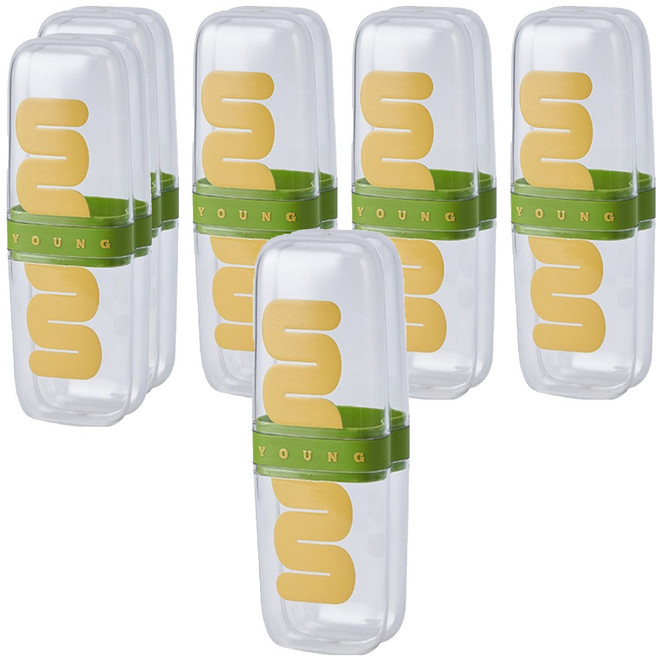 더자카 비비드톤 휴대용 투명 칫솔케이스, 비비드그린, 6개