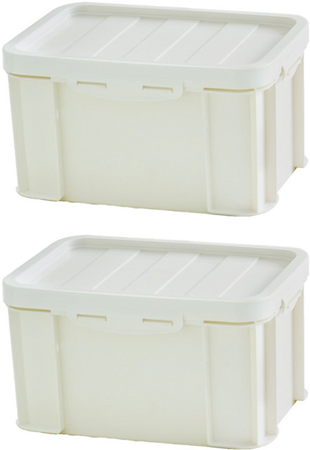 플라팜 국내 제조 탱크 밀폐 리빙박스, 아이보리, 2개