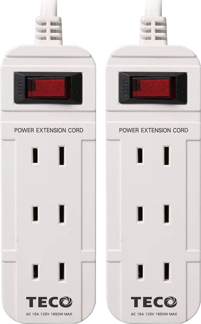 TECO 東元 一開四插轉接電源線組, 1.8m, 白色, 2個