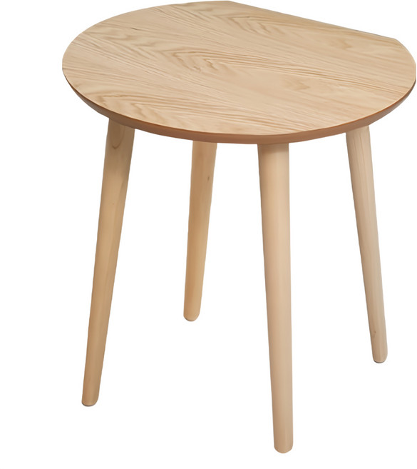 HomeMax D型木製茶几邊桌 45 x 40 x 47 cm, 木紋色, 1個
