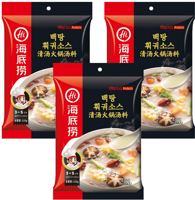 하이디라오 백탕 훠궈소스, 110g, 3개