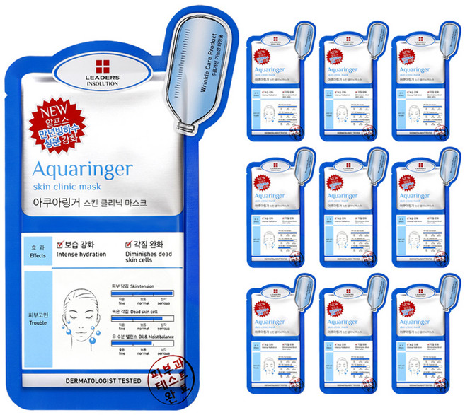 리더스 아쿠아링거 스킨클리닉 마스크, 1개입, 10개