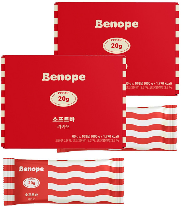 베노프 소프트바 프로틴바 카카오 10p, 600g, 2개