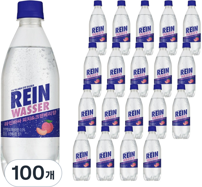 라인바싸 탄산음료 피치크랜베리 랜덤발송, 100개, 500ml