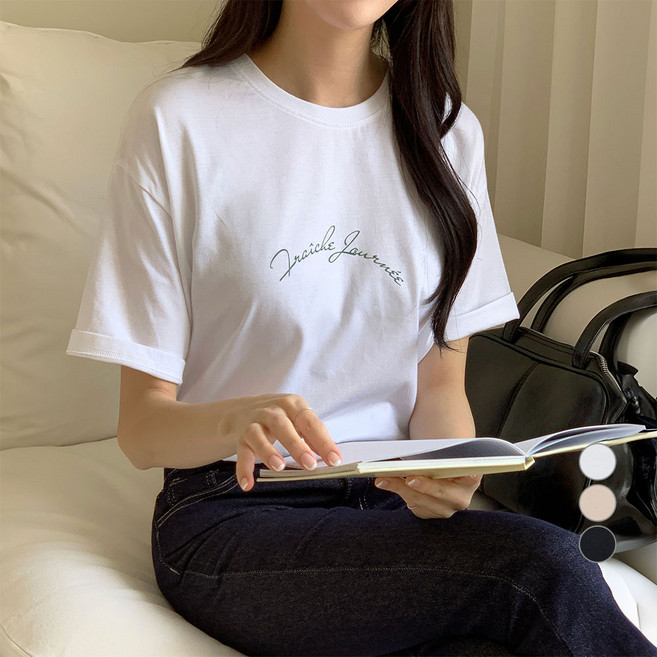 AFINAR 루즈핏 레터링 프린트 순면 반팔 티셔츠