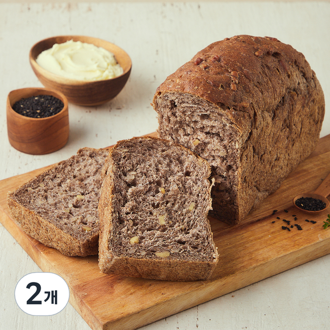 브로드카세 발효종 흑임자씨앗 통밀식빵, 490g, 2개