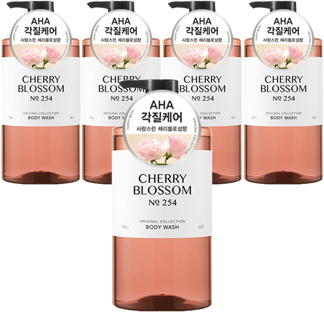 해피바스 오리지널 컬렉션 바디워시 체리블로섬향, 910g, 5개