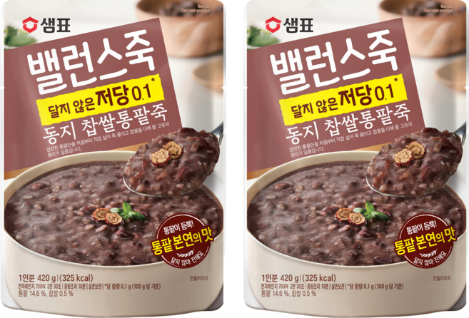 샘표 밸런스죽 동지 찹쌀통팥죽, 420g, 2개