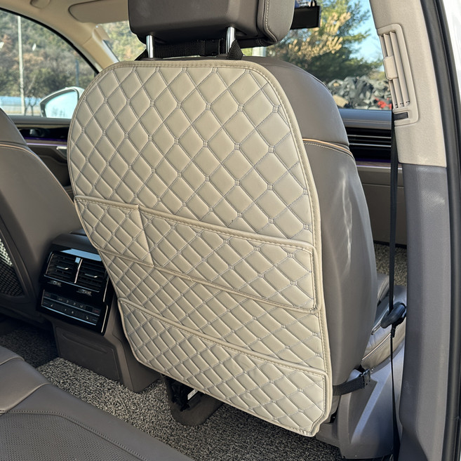 아이빌 퀄팅 킥매트 자동차 시트 커버 엣지형 2포켓, 웜그레이, 1개