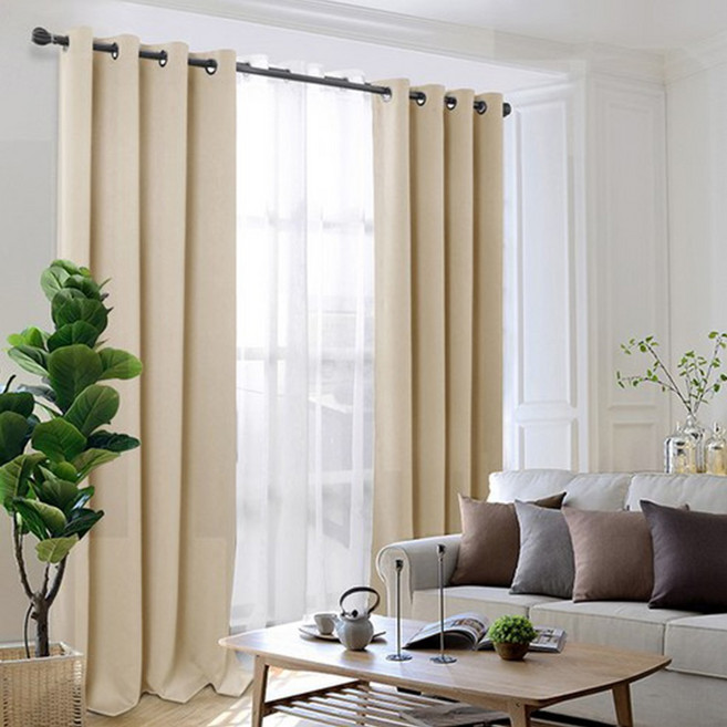 comet 隔熱遮光打孔式窗簾 附窗簾綁帶, 米色