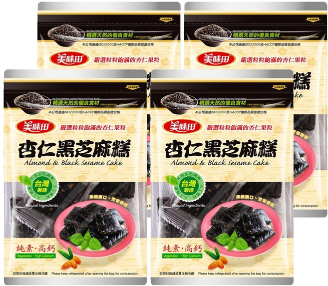 美味田 杏仁黑芝麻糕 純素高鈣, 300g, 4袋