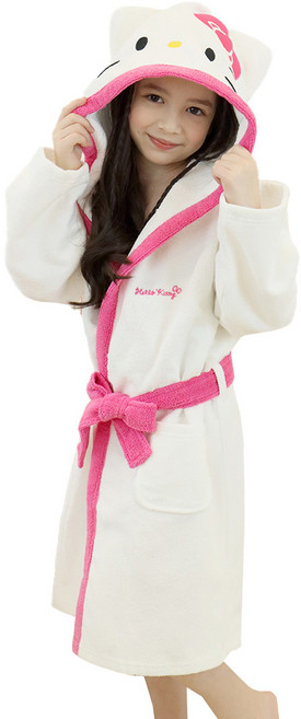 프리미에팜 헬로키티 아동용 해피 후드 샤워 목욕 가운, 혼합색상, 1개